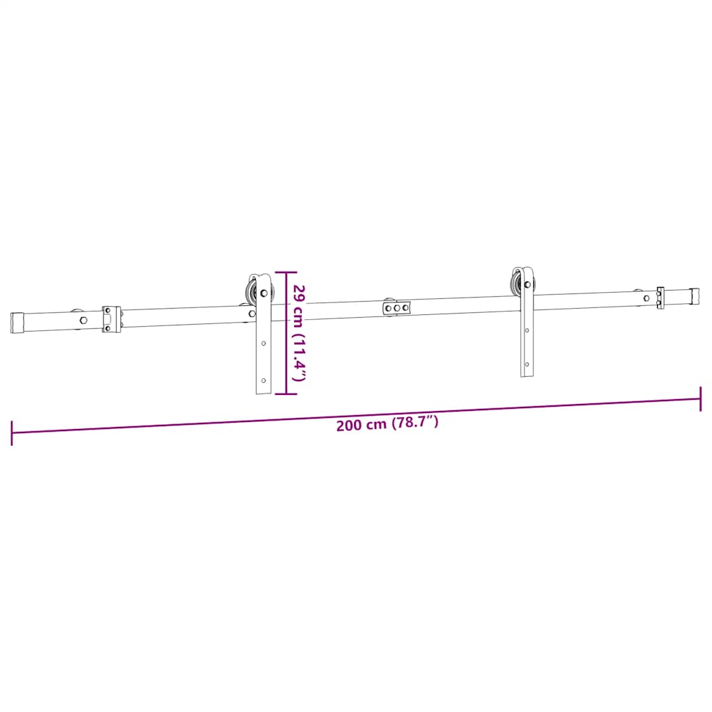 Stumdomų Durų Įrangos Rinkinys, Juodos Sp., 200Cm, Plienas