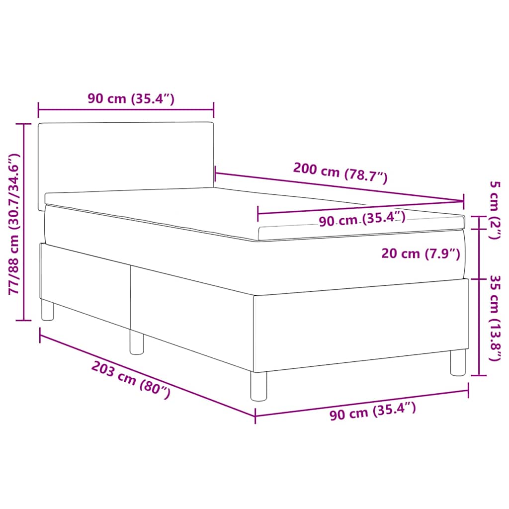 Kiemas Lova Su Galvūgalio Šviesiai Pilka Ir Balta. 90 X 200 Cm