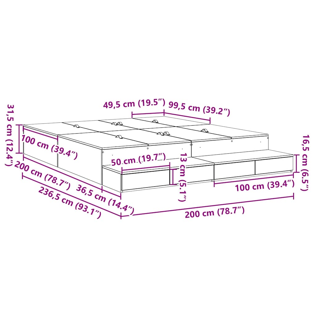 Lova Su Daiktų Laikymo Vieta Amatininkų Ąžuolas 200 Cm