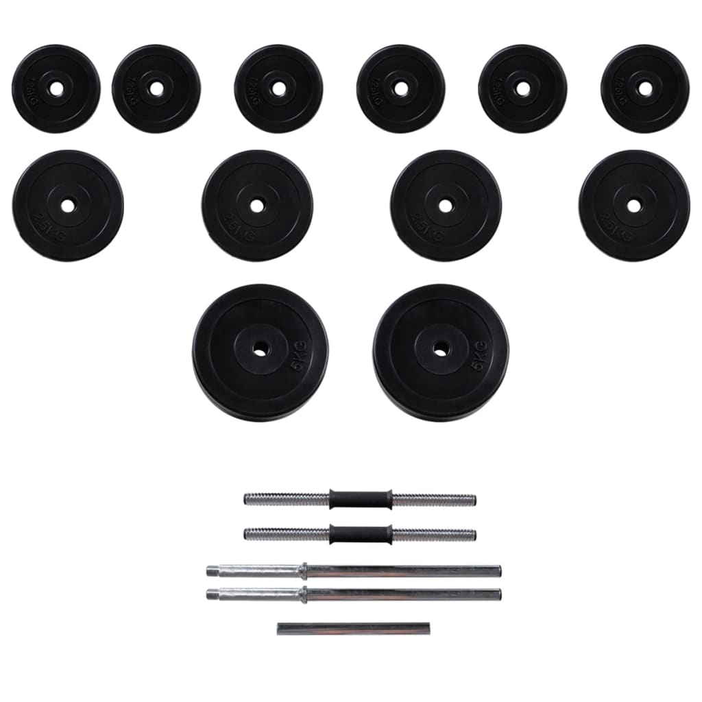 Treniruočių Suoliukas Su Štanga Ir Hantelių Rinkiniu, 30,5Kg