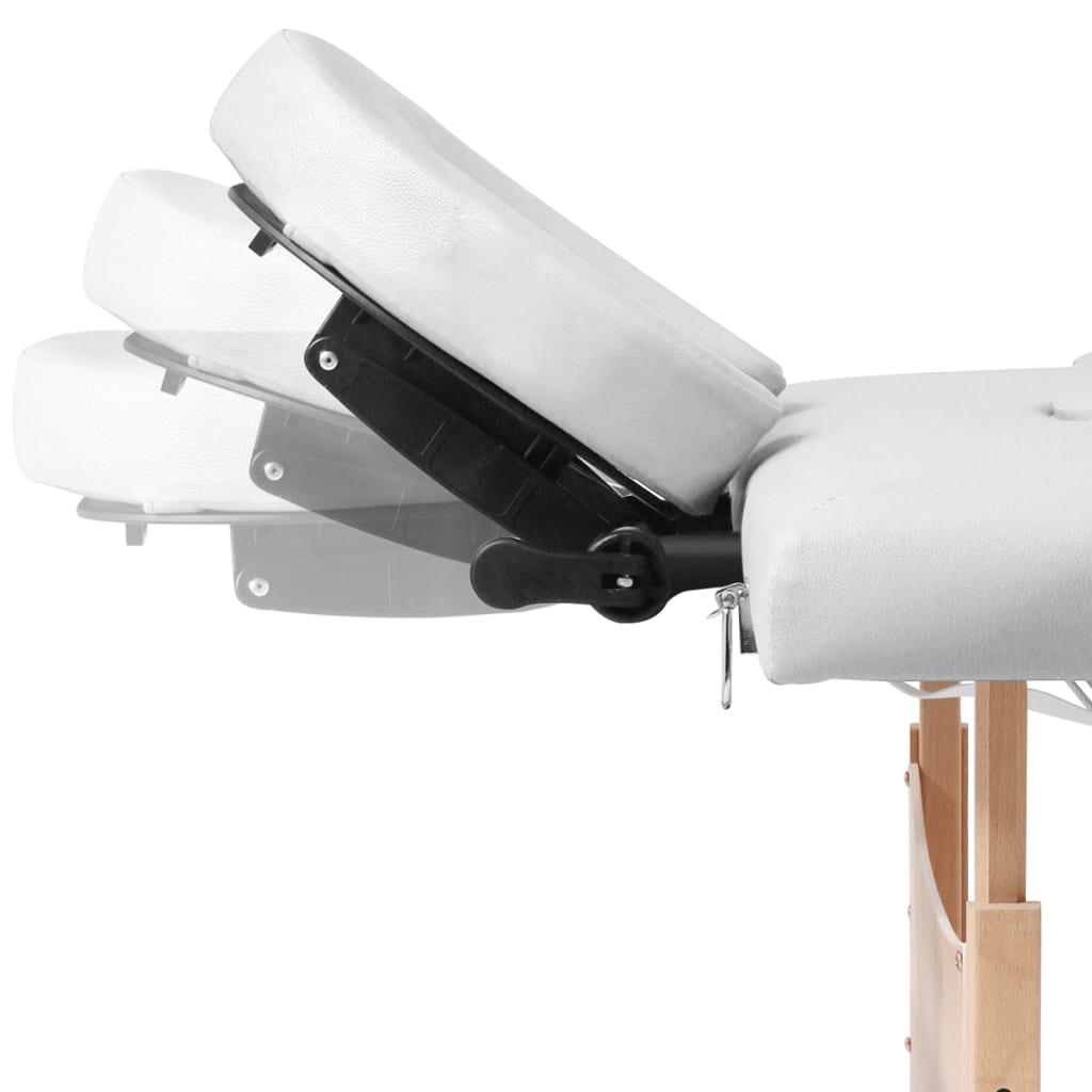 Sulankstomas Masažo Stalas, Kreminis, 4 Zonų, Su Mediniu Rėmu