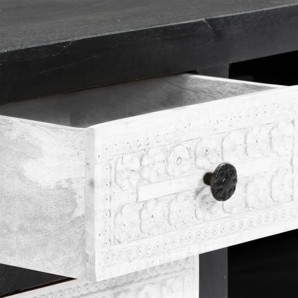 Tv Spintelė, Pilka/Balta, 120X30X40Cm, Mango Masyvas, Raižyta