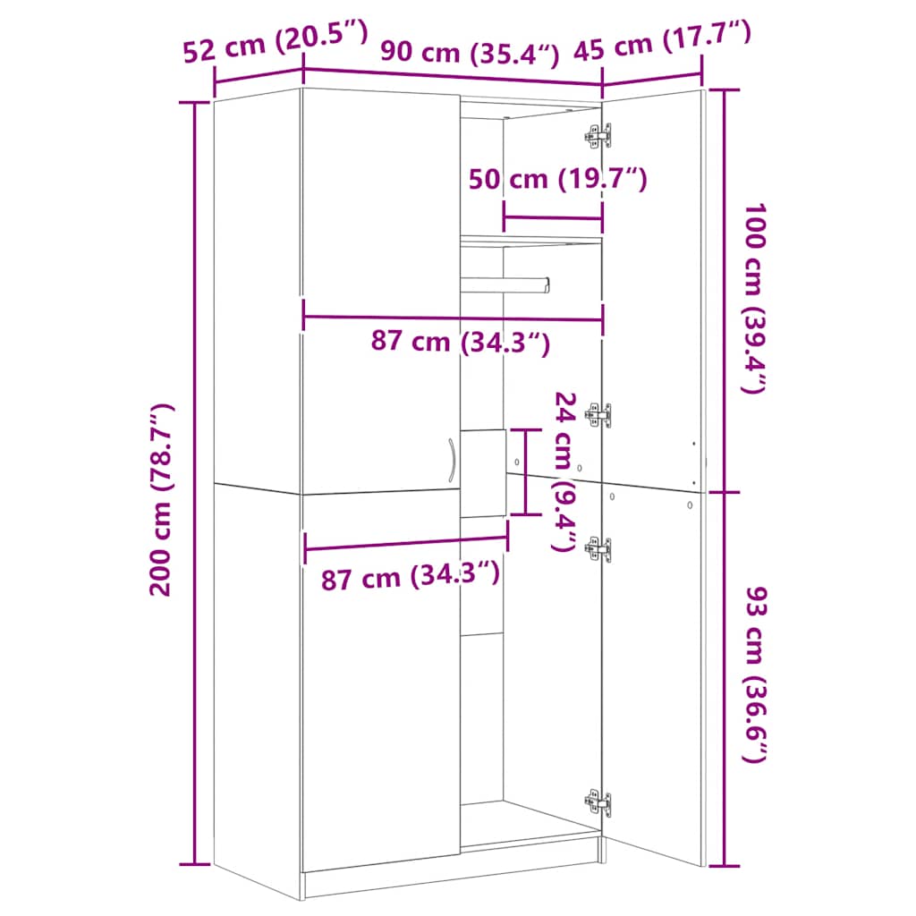 Drabužių Spinta Panama, , 80X50X171,5 Cm, Pušies Med. Mas.