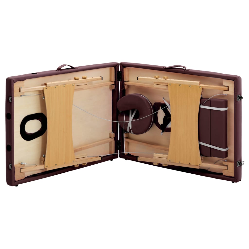 Sulankstomas Masažo Stalas, Vyno Violetinis, Mediena, 2 Zonų