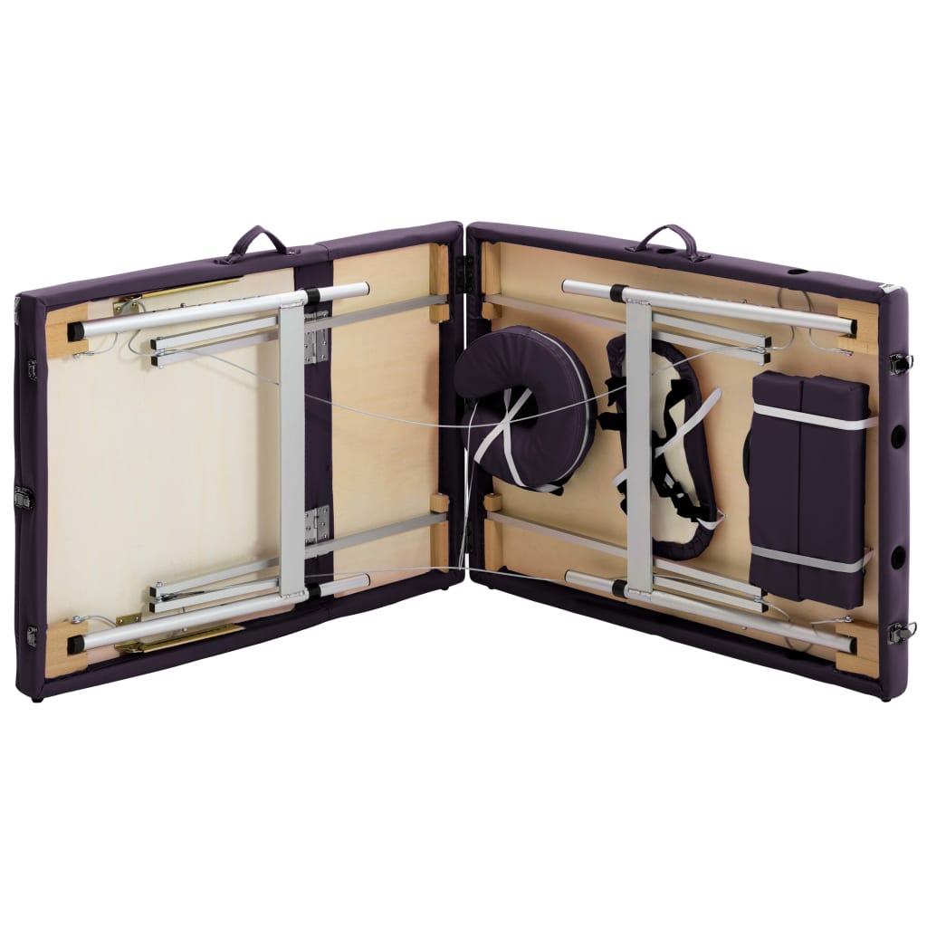 Sulankstomas Masažo Stalas, Violetinis, Aliuminis, 3 Zonų