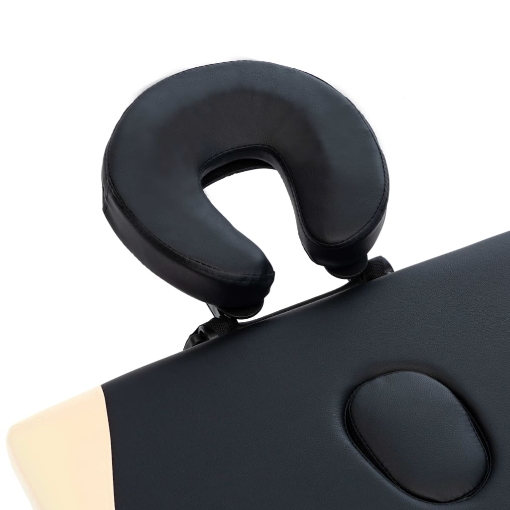 Sulankstomas Masažo Stalas, Juodas/Smėlio, Aliuminis, 2 Zonų