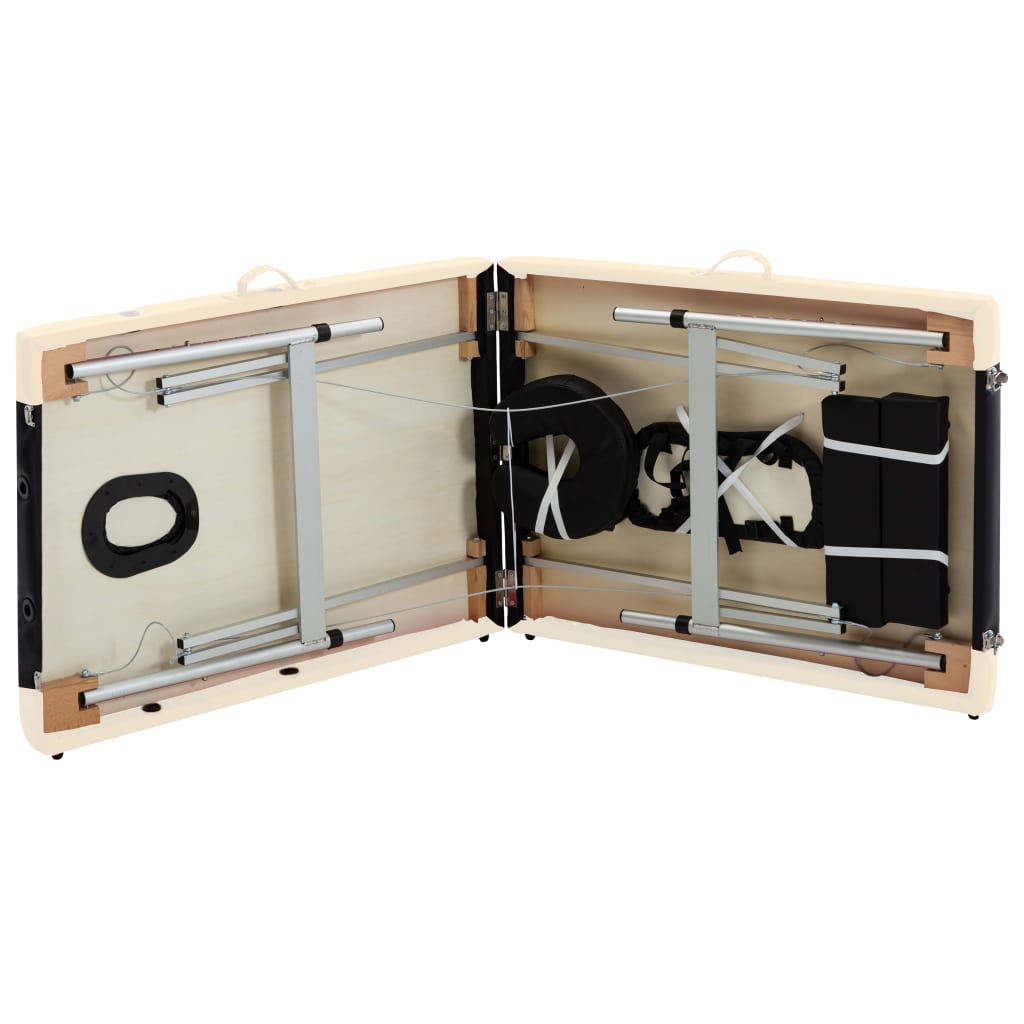 Sulankstomas Masažo Stalas, Juodas/Smėlio, Aliuminis, 2 Zonų