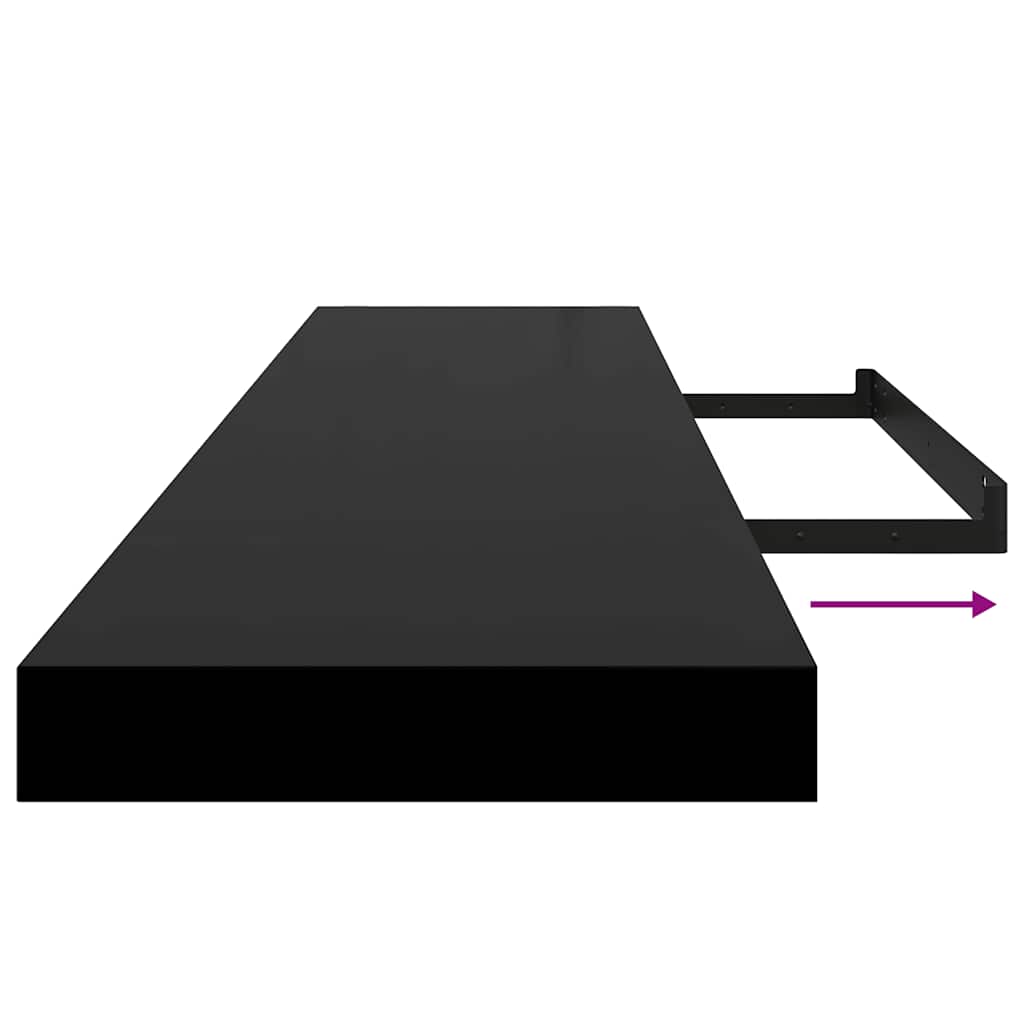 Pakabinama Sieninė Lentyna, Juoda, 120X23,5X3,8Cm, Mdf, Blizgi 120 X 23.5 X 3.8 Cm