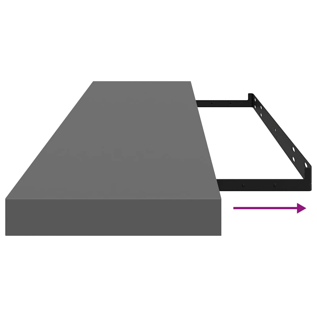 Pakabinamos Lentynos, 2Vnt., Pilkos, 120X23,5X3,8Cm, Mdf 120 X 23.5 X 3.8 Cm