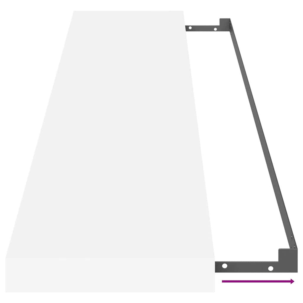 Pakabinamos Lentynos, 2Vnt., Baltos, 120X23,5X3,8Cm, Mdf 120 X 23.5 X 3.8 Cm