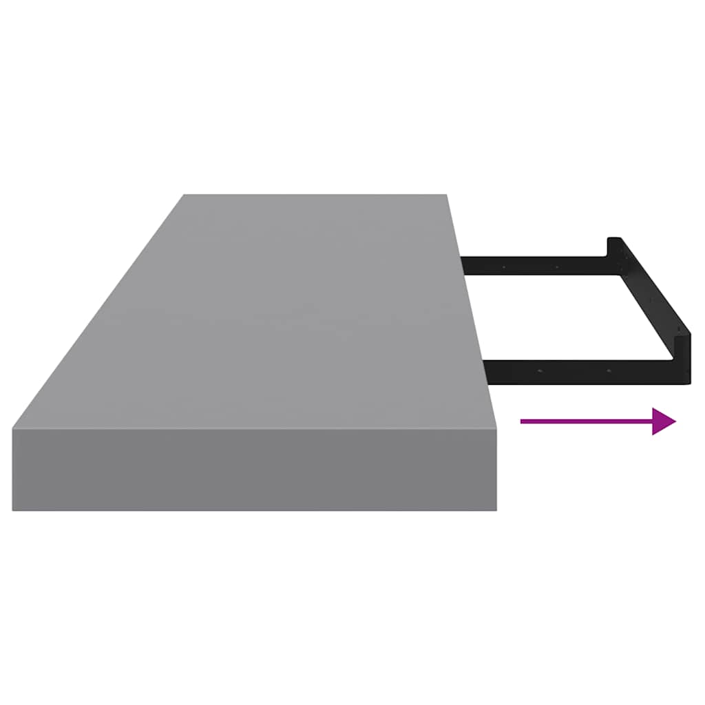 Pakabinamos Lentynos, 4Vnt., Pilkos, 90X23,5X3,8Cm, Mdf 90 X 23.5 X 3.8 Cm