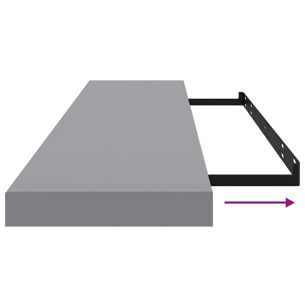 Pakabinamos Lentynos, 2Vnt., Pilkos, 120X23,5X3,8Cm, Mdf 120 X 23.5 X 3.8 Cm