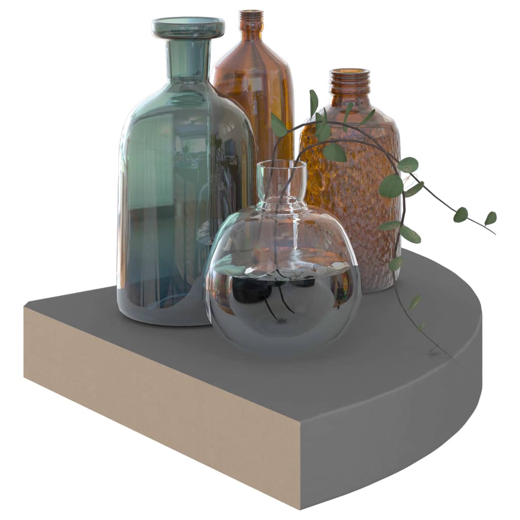 Pakabinamos Kampinės Lentynos, 4Vnt., Pilkos, 25X25X3,8Cm, Mdf 25 X 25 X 3.8 Cm