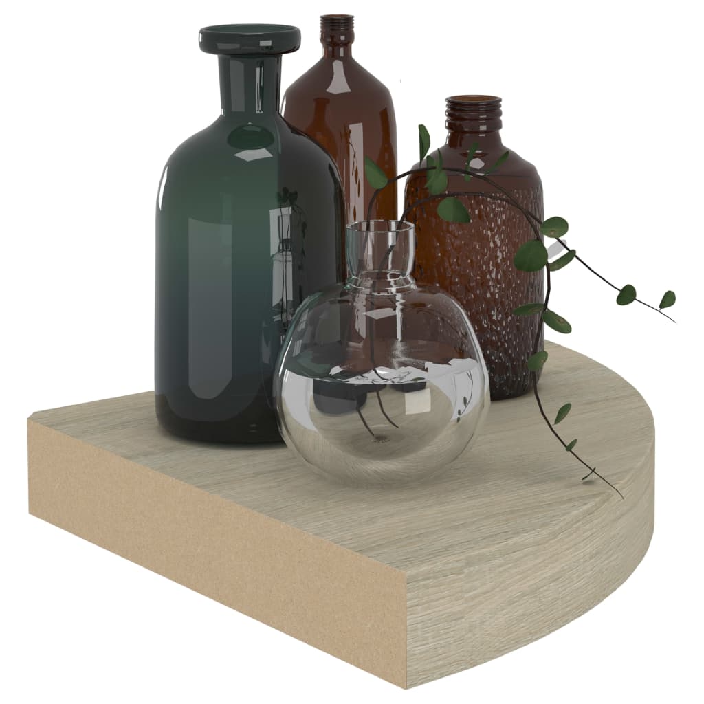 Pakabinamos Kampinės Lentynos, 2Vnt., Ąžuolo, 25X25X3,8Cm, Mdf 25 X 25 X 3.8 Cm