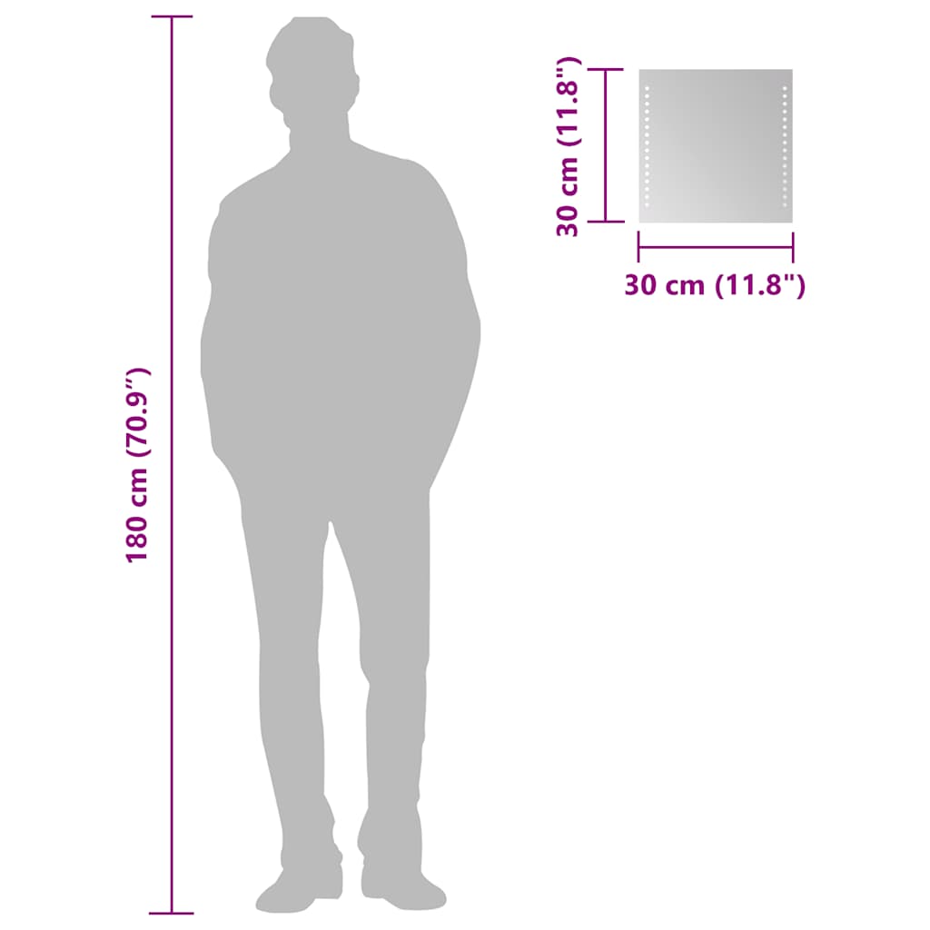 Vonios Kambario Led Veidrodis, 30X30Cm