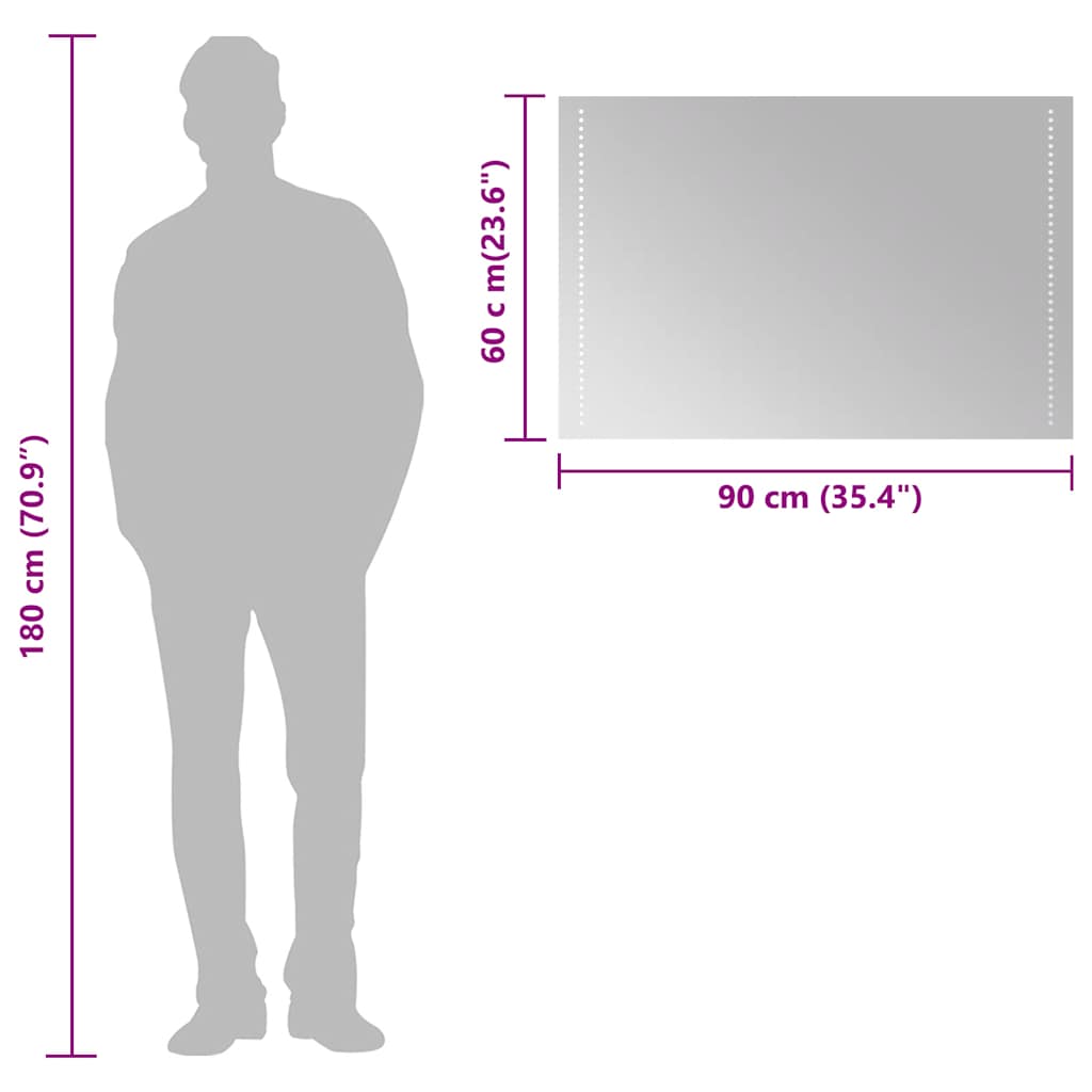 Vonios Kambario Led Veidrodis, 90X60Cm