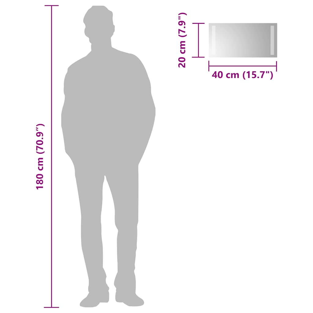 Vonios Kambario Led Veidrodis, 40X20Cm