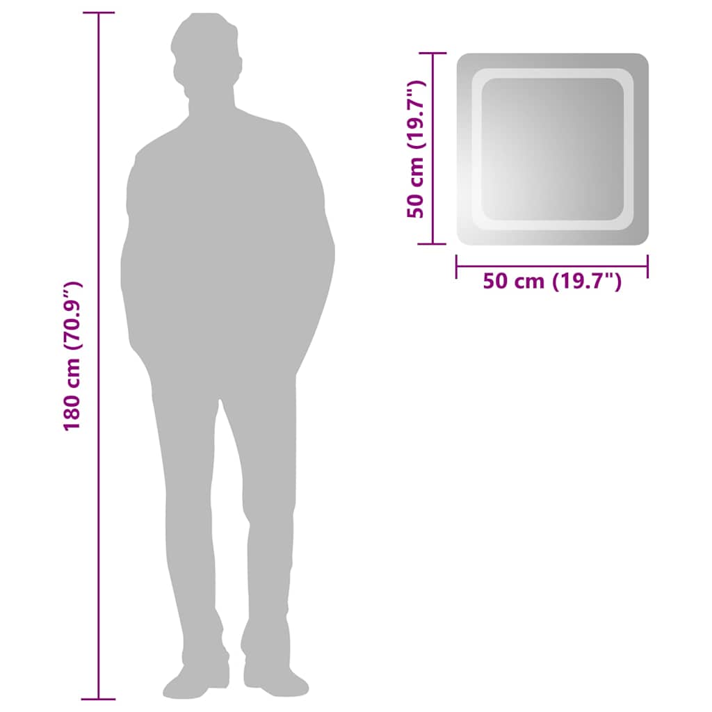 Vonios Kambario Led Veidrodis, 50X50Cm