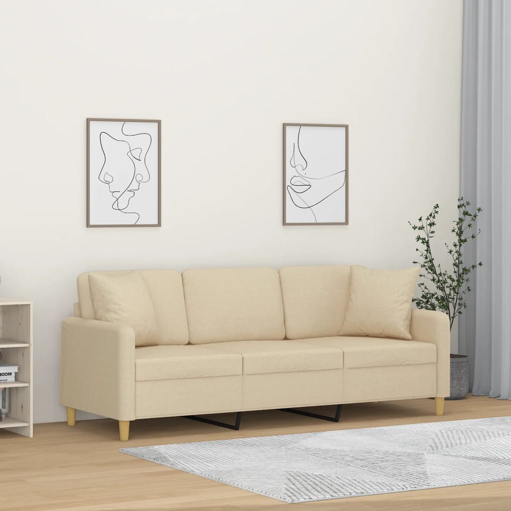 Trivietė Sofa Su Pagalvėlėmis, Spalvos, 180Cm, Audinys