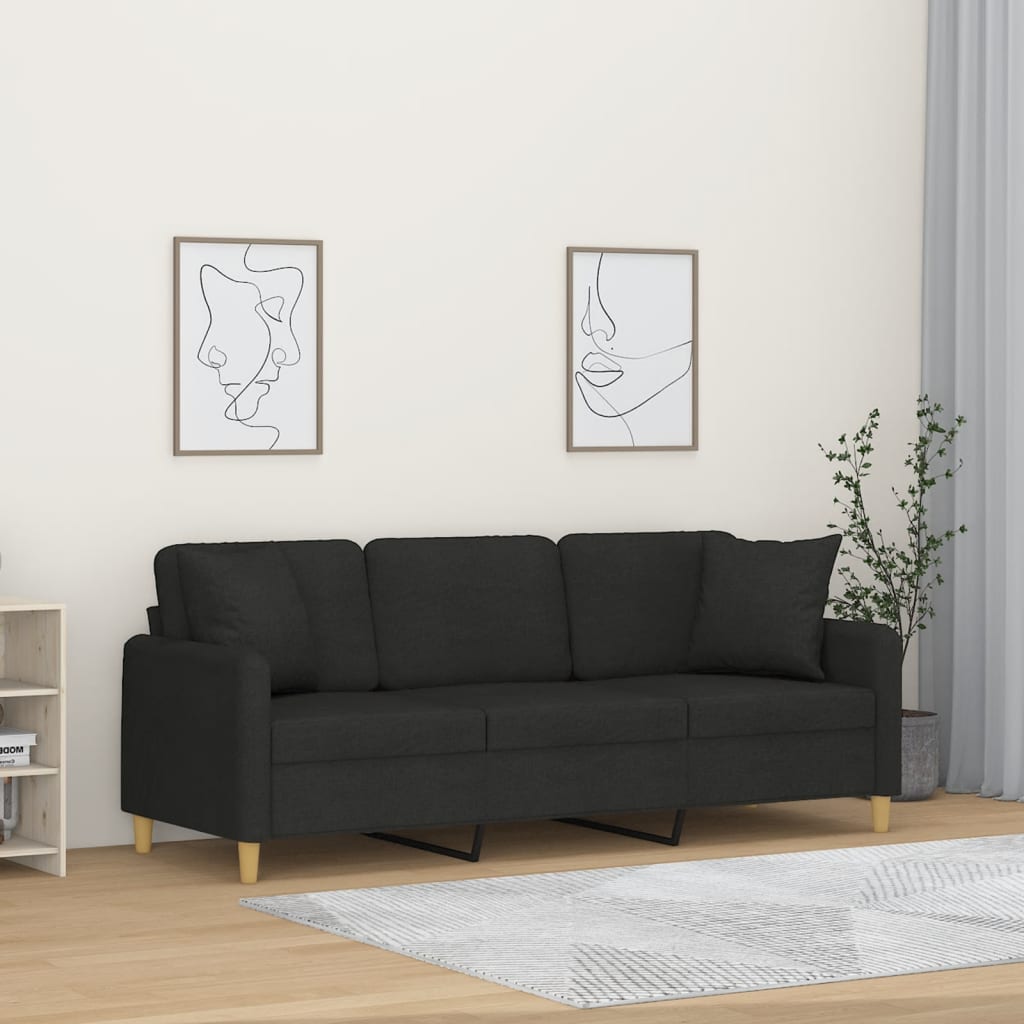 Trivietė Sofa Su Pagalvėlėmis, Spalvos, 180Cm, Audinys