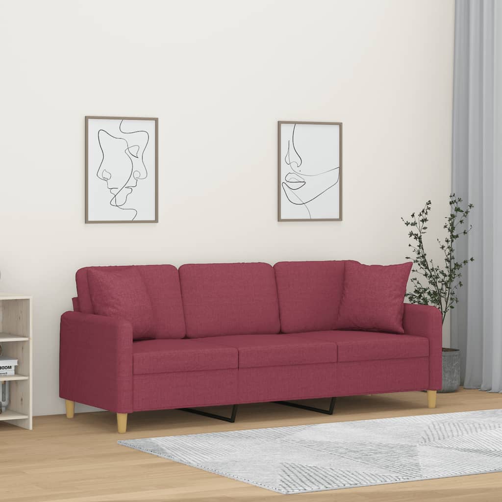 Trivietė Sofa Su Pagalvėlėmis, Spalvos, 180Cm, Audinys