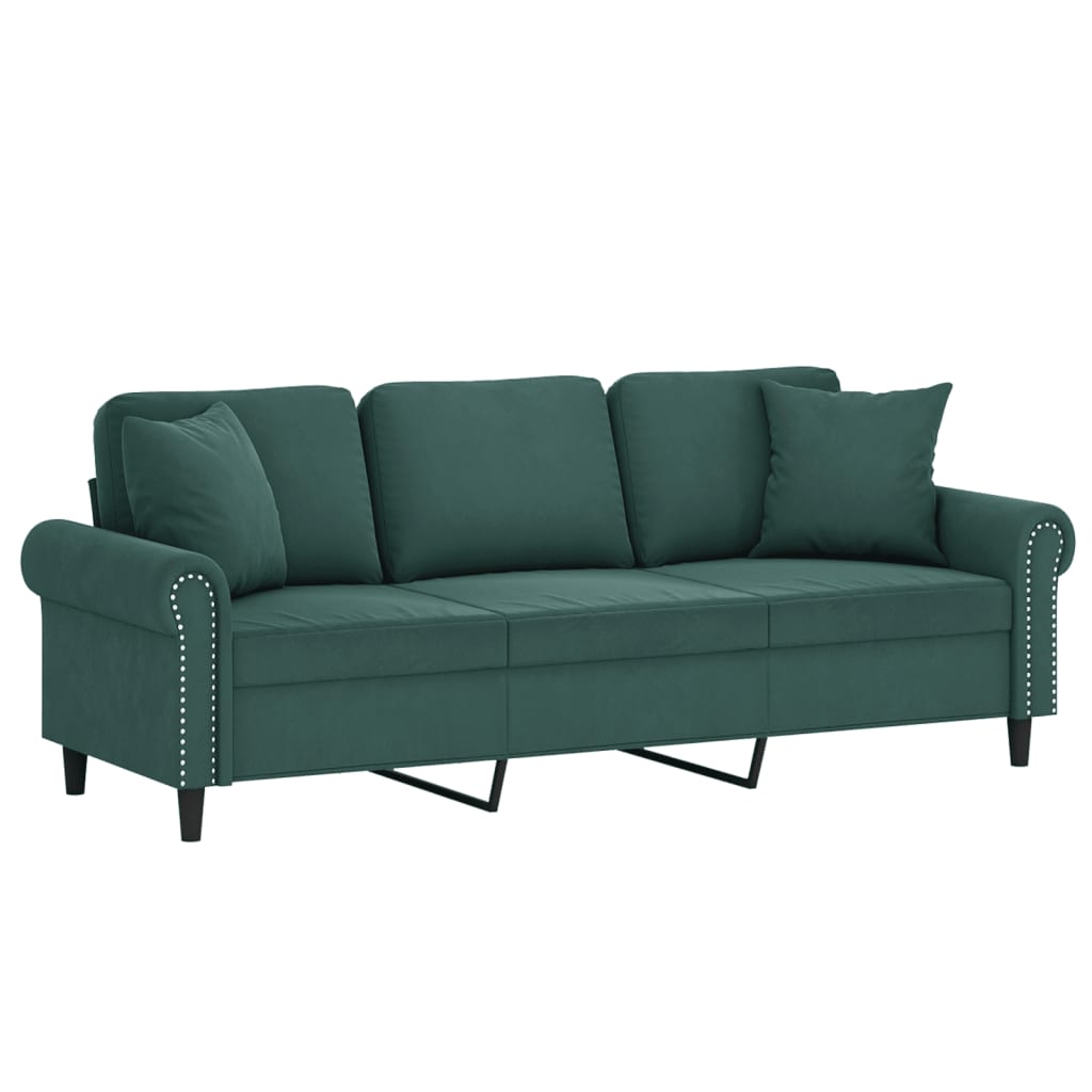 Trivietė Sofa Su Pagalvėlėmis, , 180Cm, Aksomas