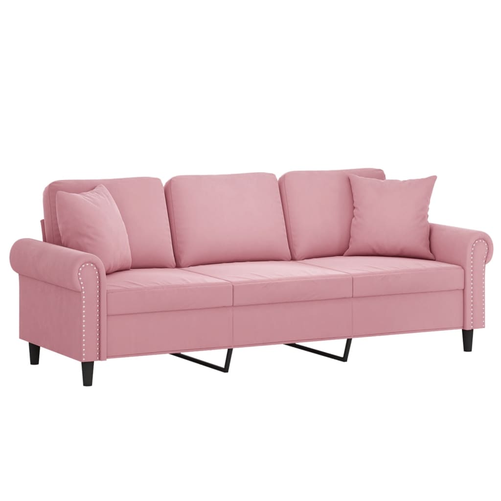 Trivietė Sofa Su Pagalvėlėmis, S Spalvos, 180Cm, Aksomas