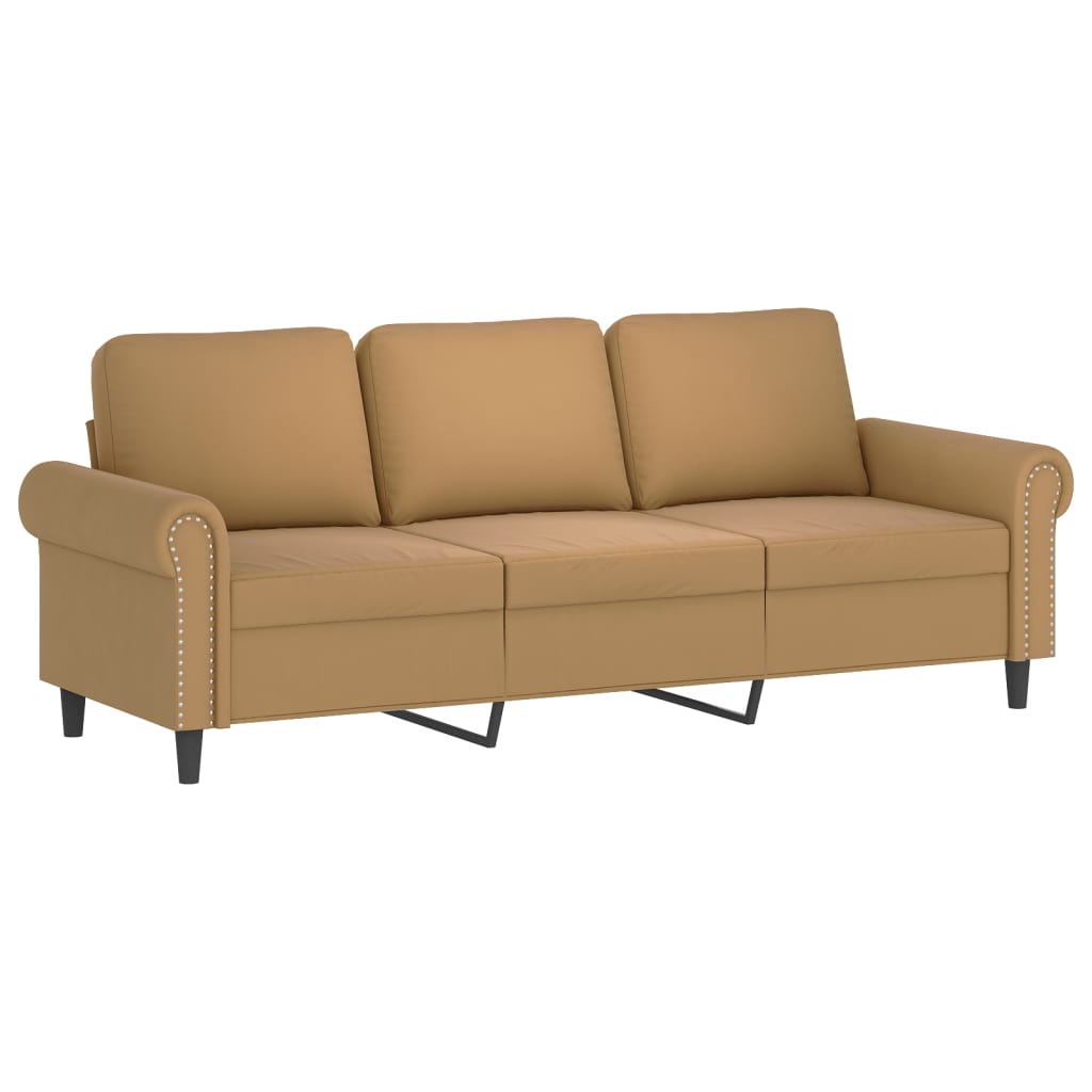 Trivietė Sofa Su Pagalvėlėmis, Rudos Spalvos, 180Cm, Aksomas