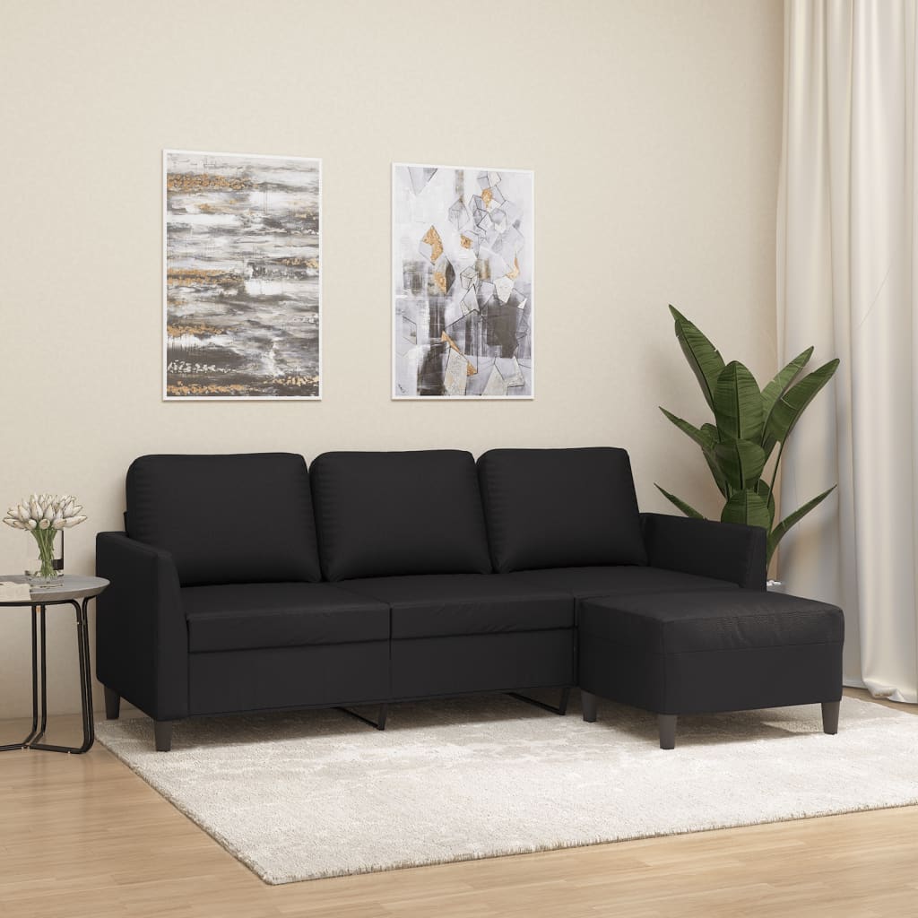 Trivietė Sofa Su Pakoja, S Spalvos, 180Cm, Dirbtinė Oda