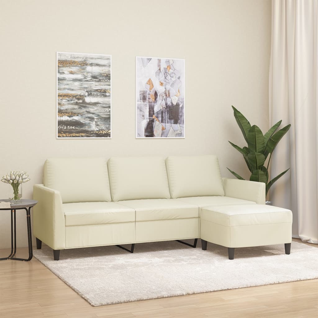 Trivietė Sofa Su Pakoja, S Spalvos, 180Cm, Dirbtinė Oda