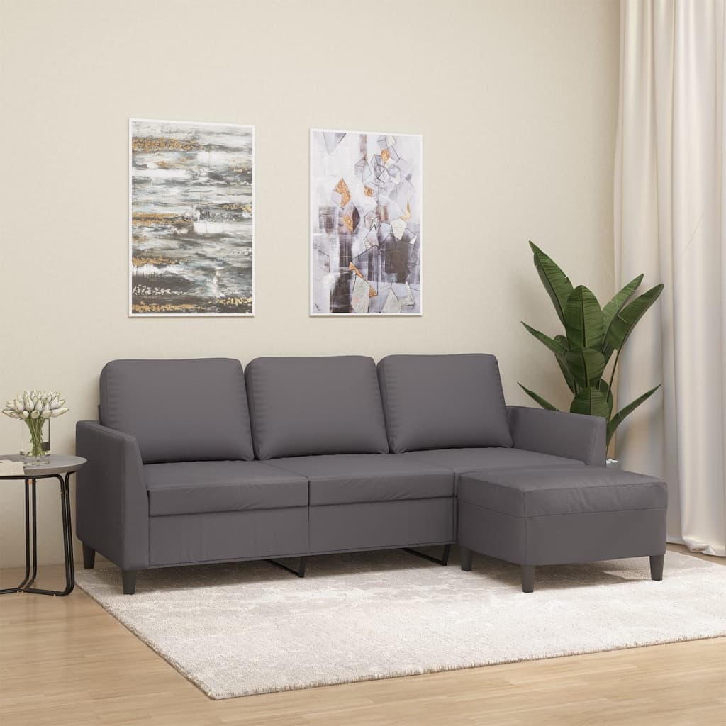 Trivietė Sofa Su Pakoja, S Spalvos, 180Cm, Dirbtinė Oda
