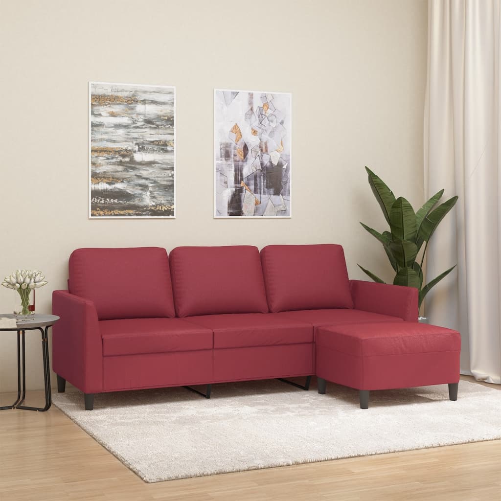 Trivietė Sofa Su Pakoja, S Spalvos, 180Cm, Dirbtinė Oda