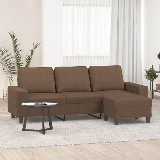 Trivietė Sofa Su Pakoja, Rudos Spalvos, 180Cm, Audinys