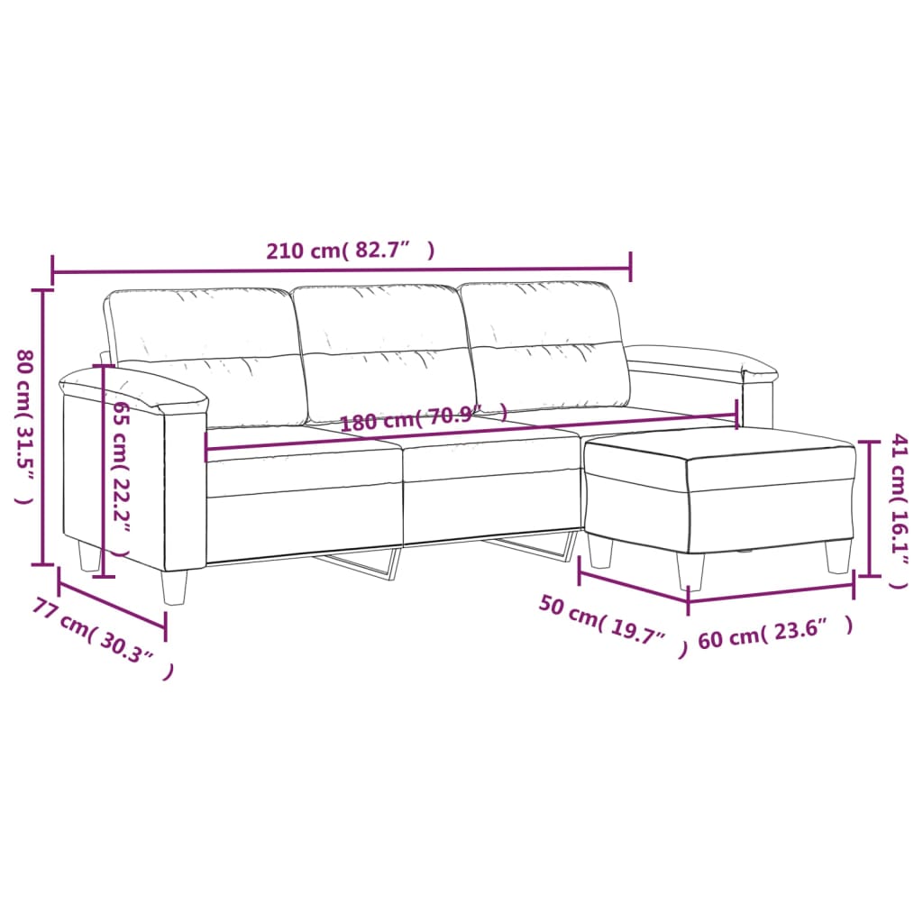 Trivietė Sofa Su Pakoja, , 180Cm, Audinys