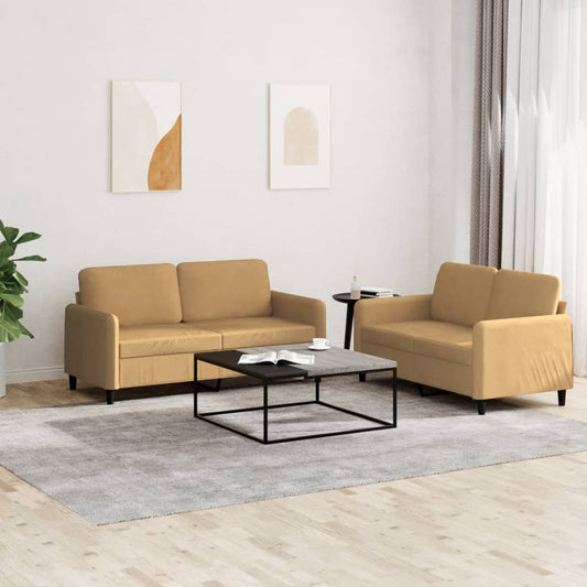 Sofos Komplektas, 2 Dalių, Rudos Spalvos, Aksomas