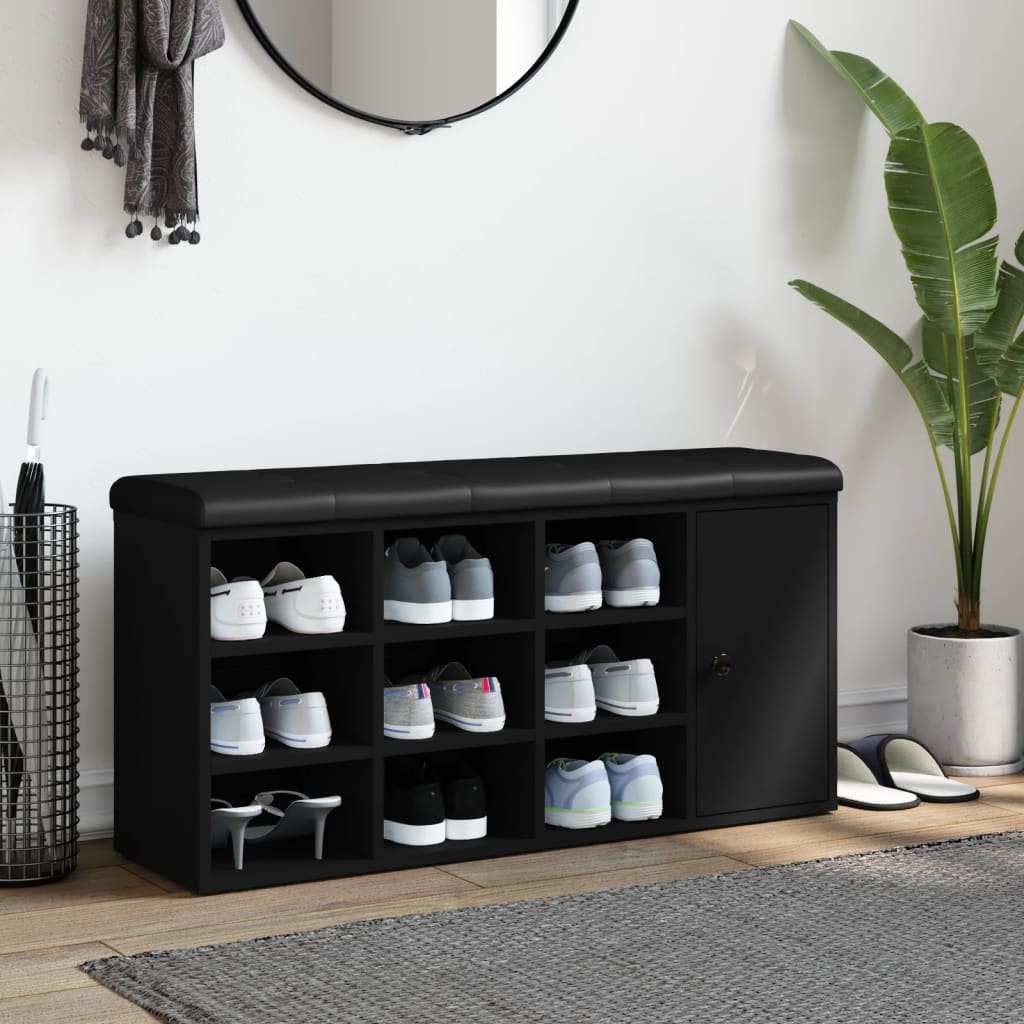 Batų Suoliukas, Juodos Spalvos, 102X32X50Cm, Apdirbta Mediena