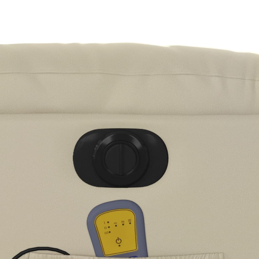 Elektrinis Atlošiamas Masažinis Krėslas, Kreminis, Dirbtinė Oda