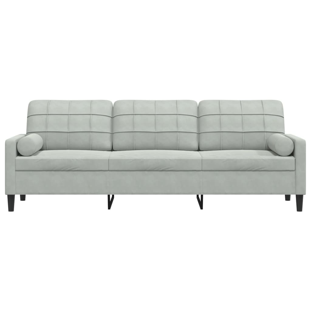 Trivietė Sofa Su Pagalvėlėmis, Šviesiai Pilka, 210Cm, Aksomas