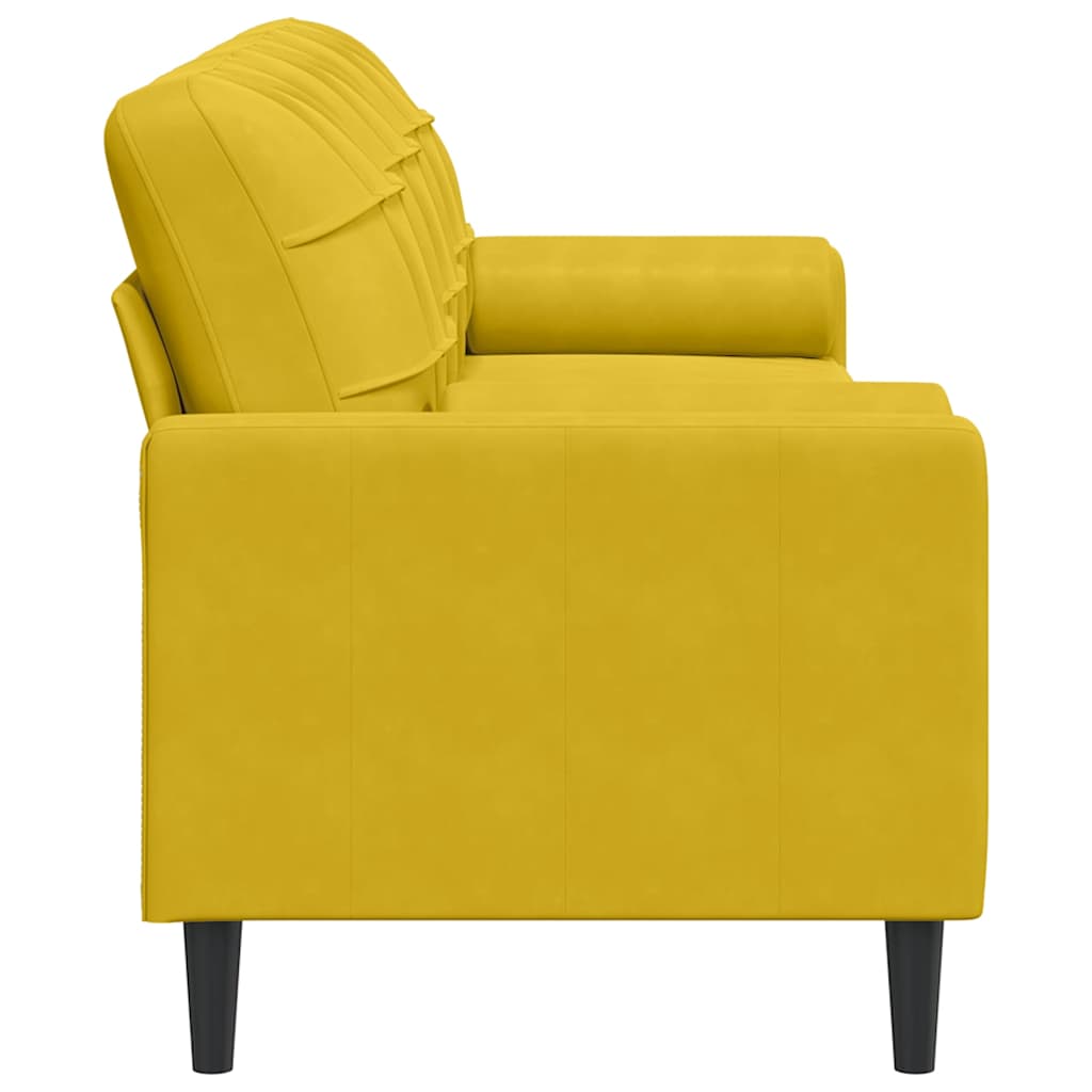 Trivietė Sofa Su Pagalvėlėmis, Geltonos Spalvos, 210Cm, Aksomas