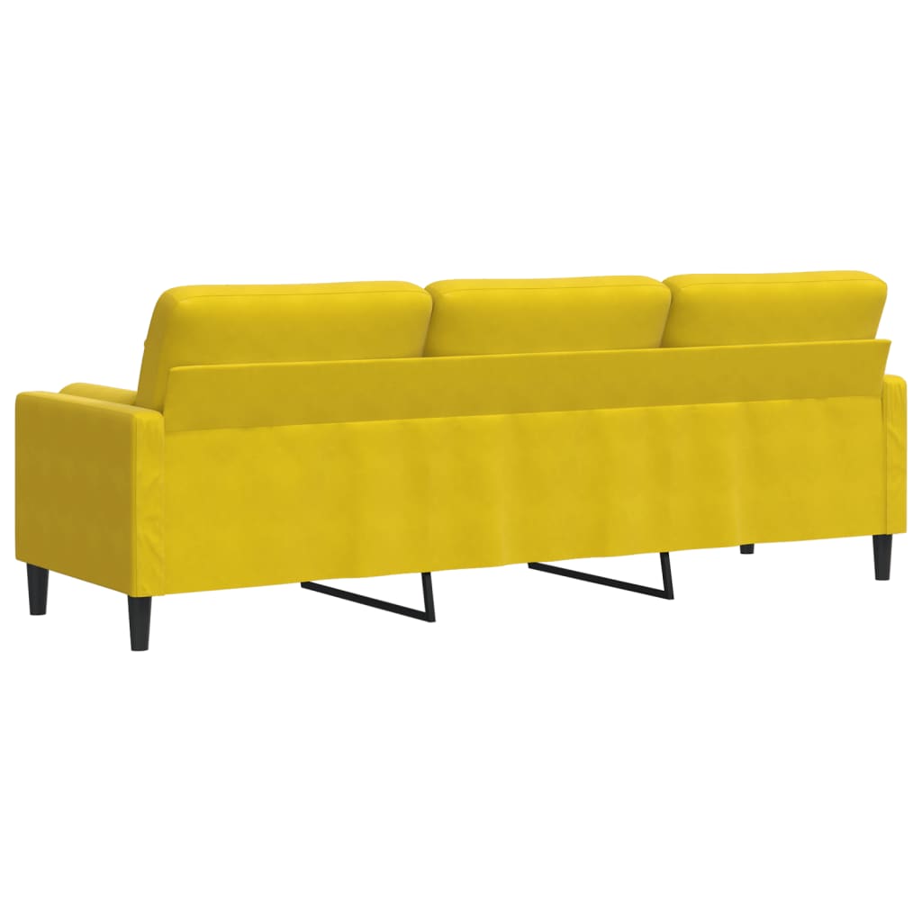 Trivietė Sofa Su Pagalvėlėmis, Geltonos Spalvos, 210Cm, Aksomas