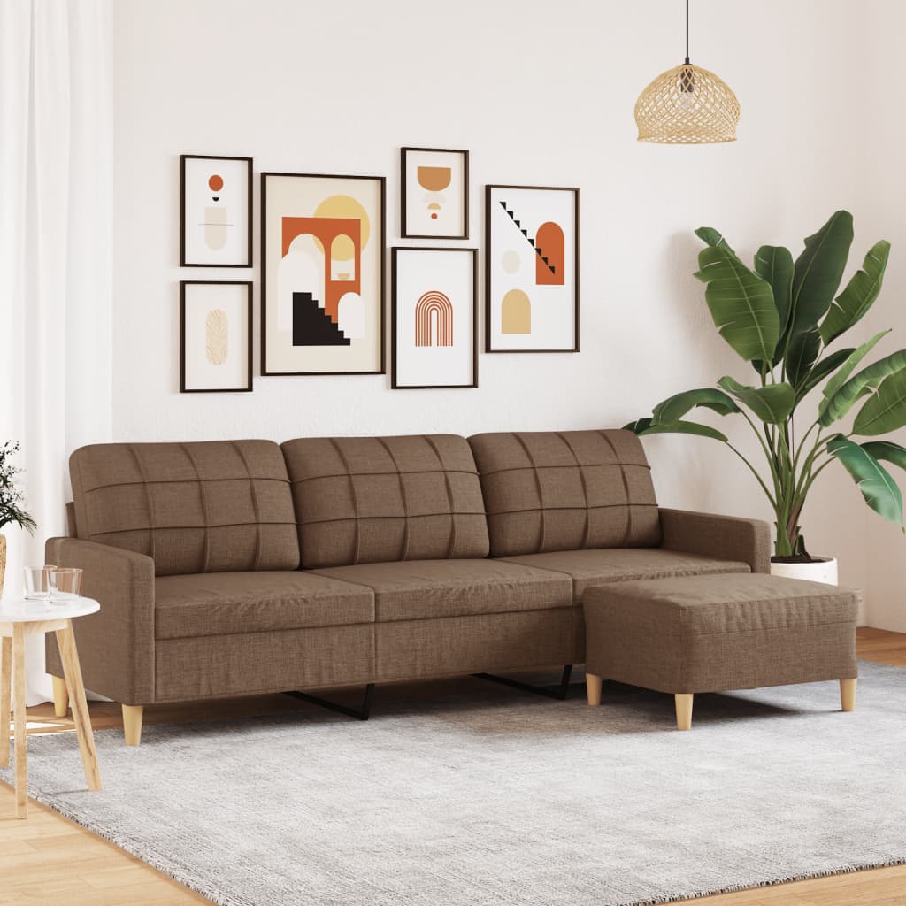 Trivietė Sofa Su Pakoja, Rudos Spalvos, 180Cm, Audinys