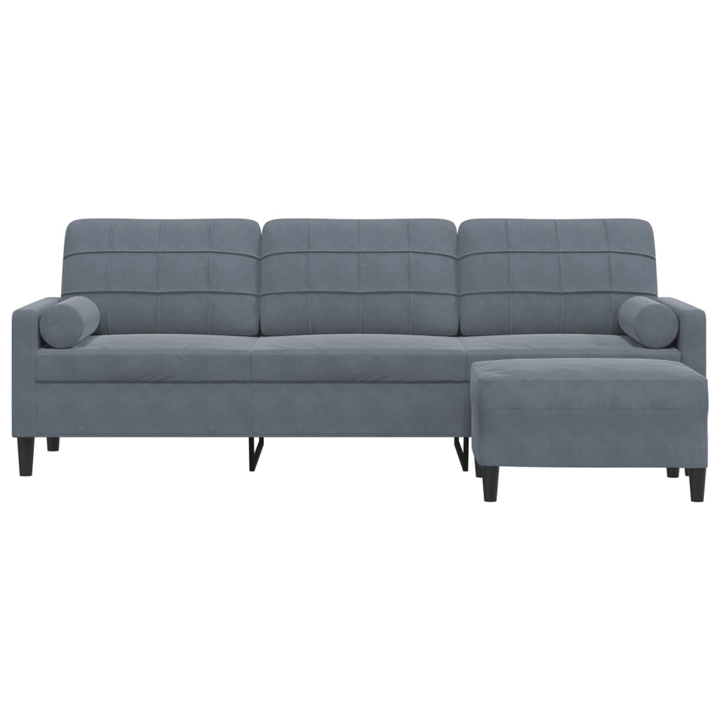 Trivietė Sofa Su Pakoja, Tamsiai Pilkos Spalvos, 210Cm, Aksomas