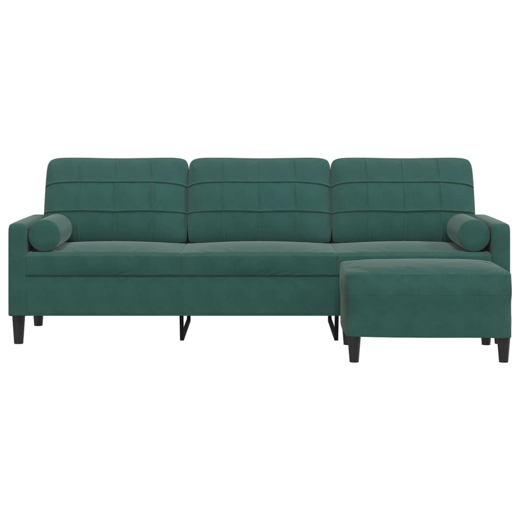 Trivietė Sofa Su Pakoja, Tamsiai Žalios Spalvos, 210Cm, Aksomas