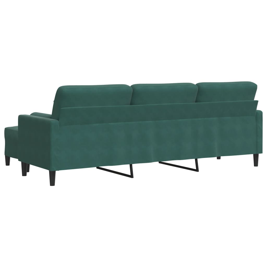 Trivietė Sofa Su Pakoja, Tamsiai Žalios Spalvos, 210Cm, Aksomas