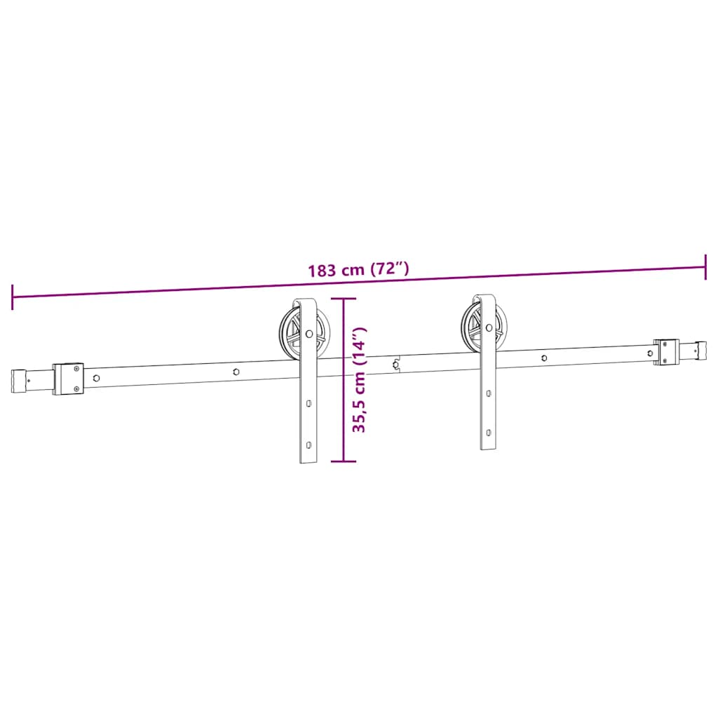 Stumdomų Durų Įrangos Rinkinys, Juodos Spalvos, 183Cm, Plienas