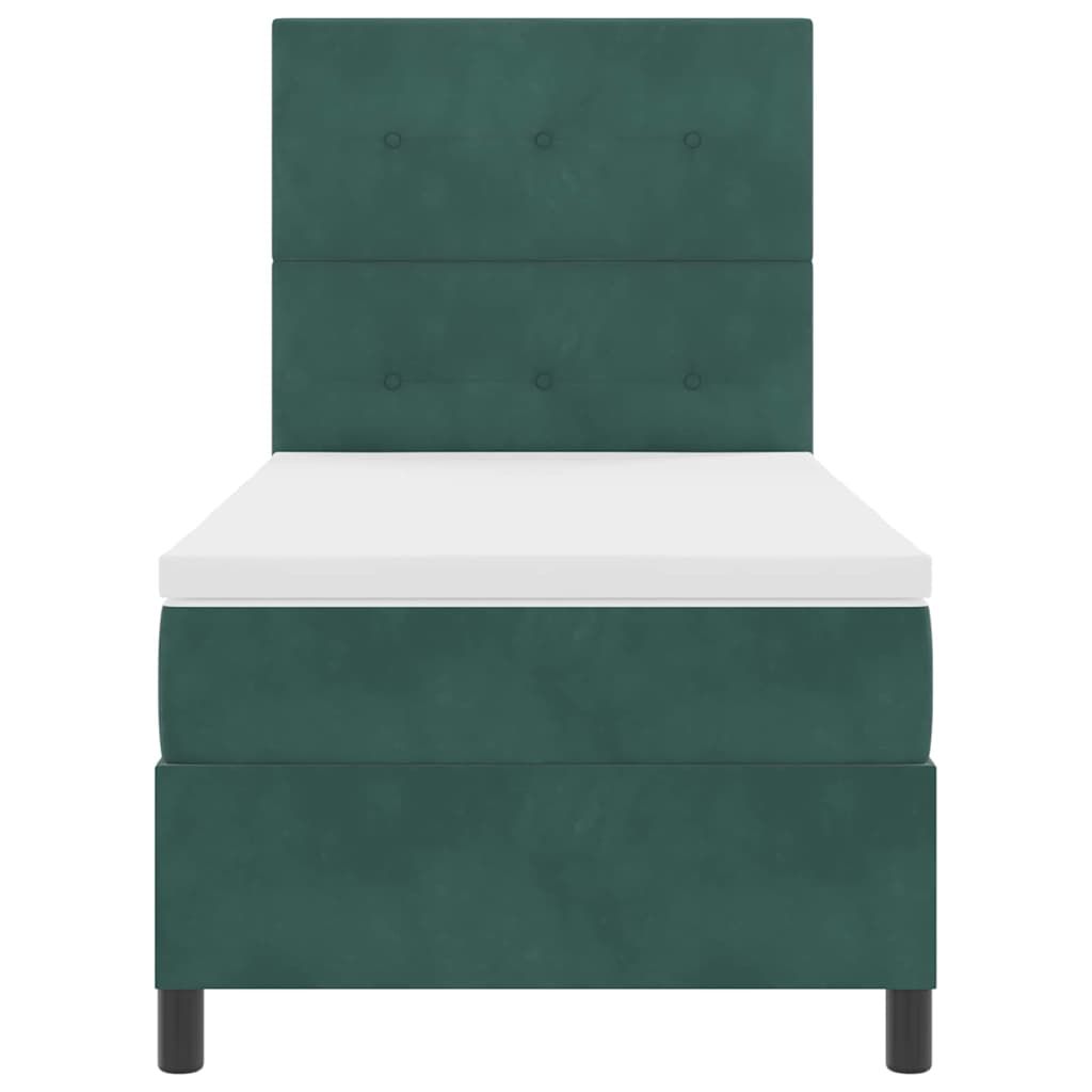 Kiemas Lova Su Čiužiniu Tamsiai Žalia 90 X 200 Cm Aksomas