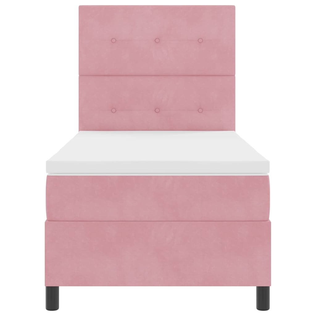Kiemas Lova Su Čiužiniu Rožinė 100 X 200 Cm Aksomas