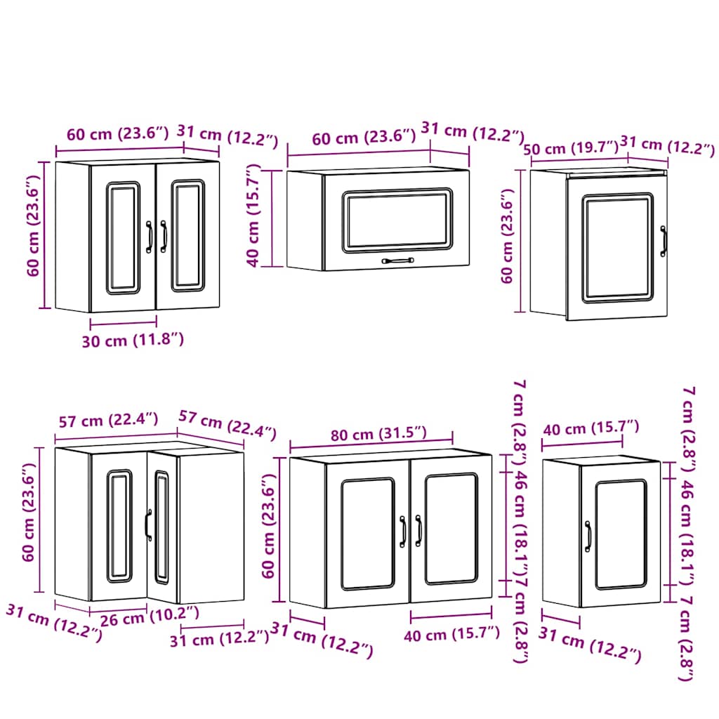 Virtuvinių Spintelių Komplektas, 11 Dalių, Kalmar, Medienos