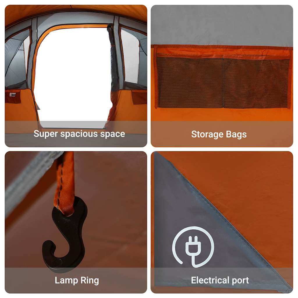 Šeimos Palapinė Su Stogu Pilka Ir Oranžinė 576 X 325 X 213 Cm