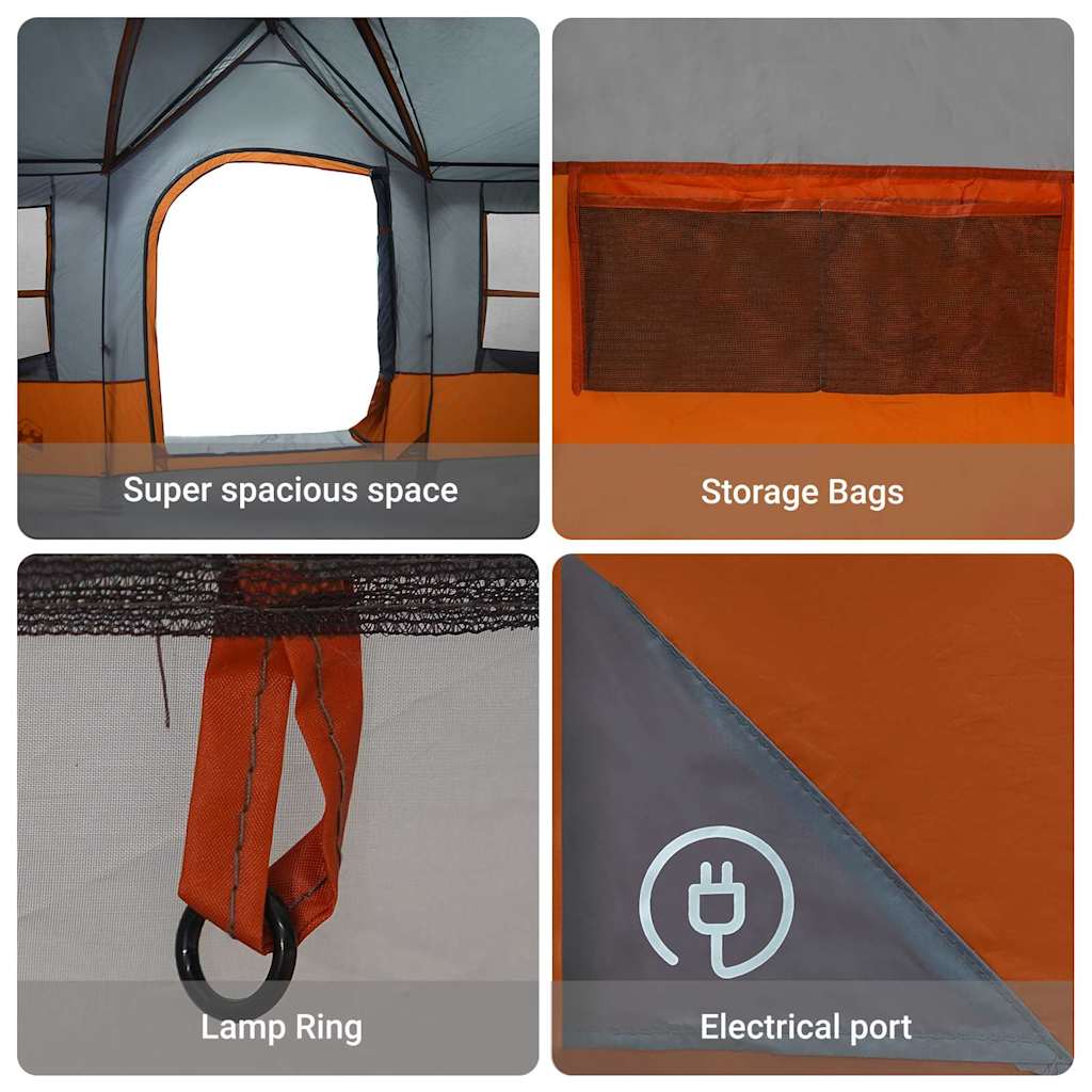 Šeimos Palapinė Su Stogu Pilka Ir Oranžinė 622 X 295 X 238 Cm